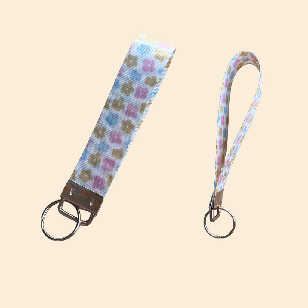 Retro & Flower Wristlet Keychain
