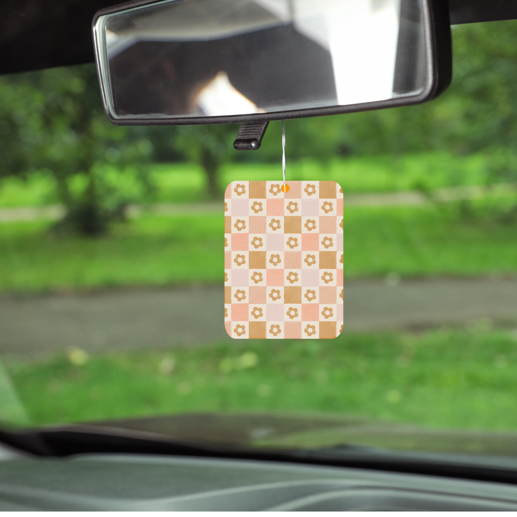 Floral Checkered Car Freshie