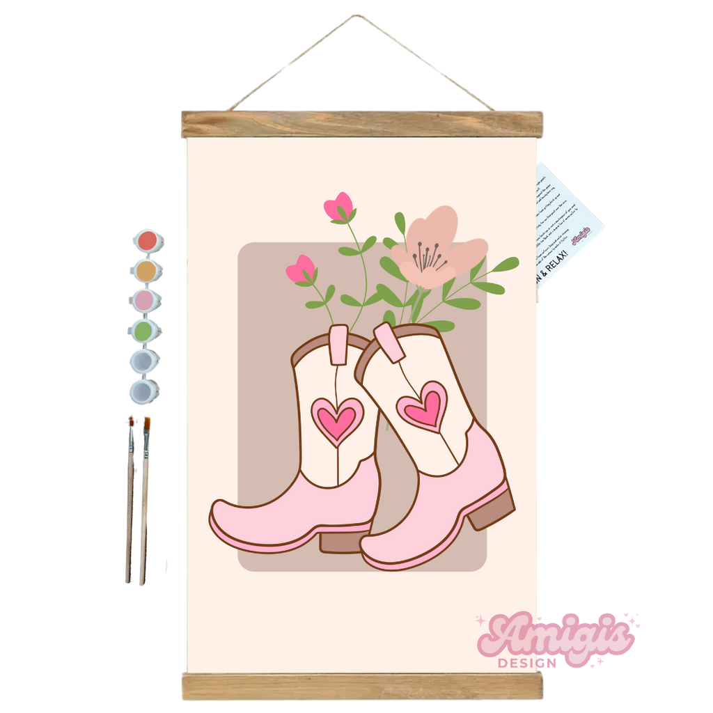 Wildflower Cowboy Boots Paint by Number Kit