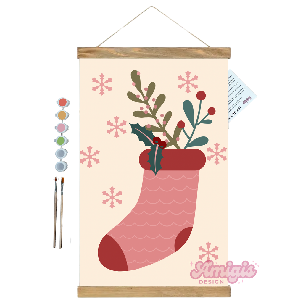 Christmas Stocking Paint by Number Kit 8x12