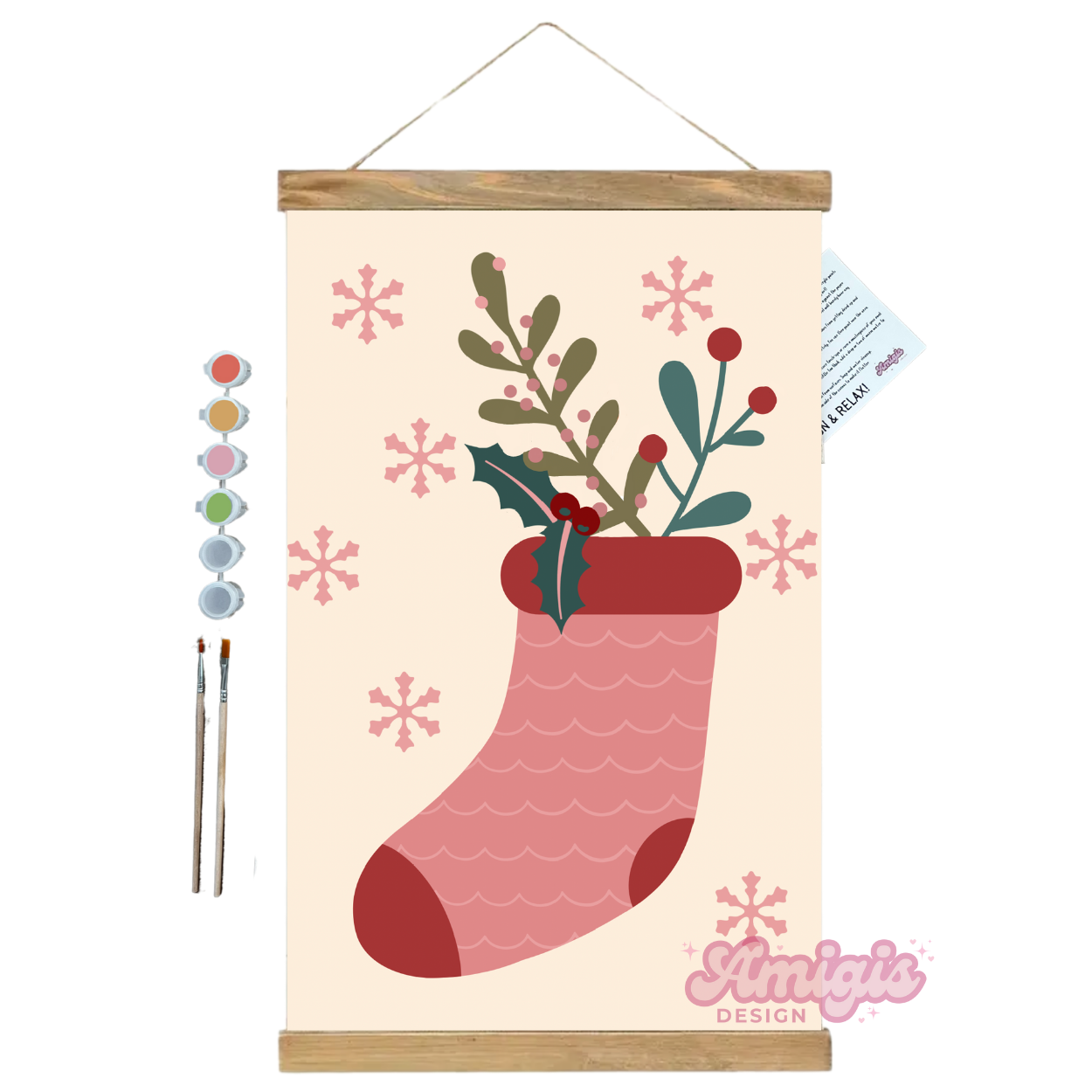 Christmas Stocking Paint by Number Kit 8x12