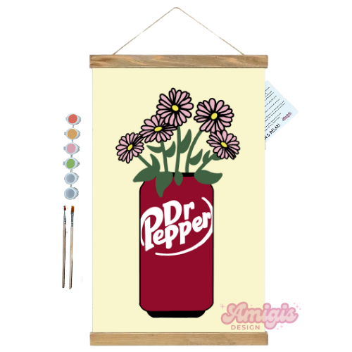 Floral Dr. Pepper Paint by Number Kit