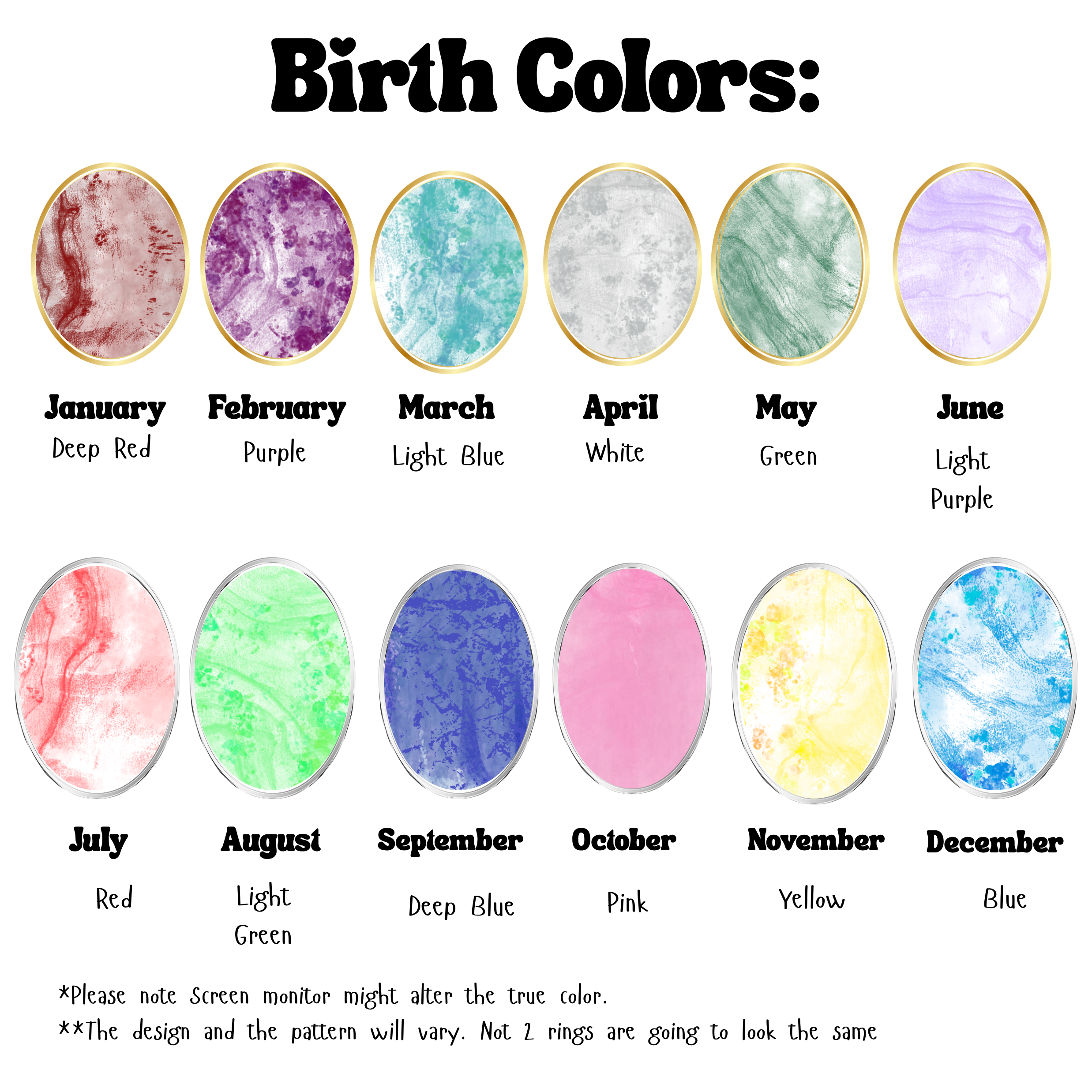 Birth Month Marble Ring- Already Made