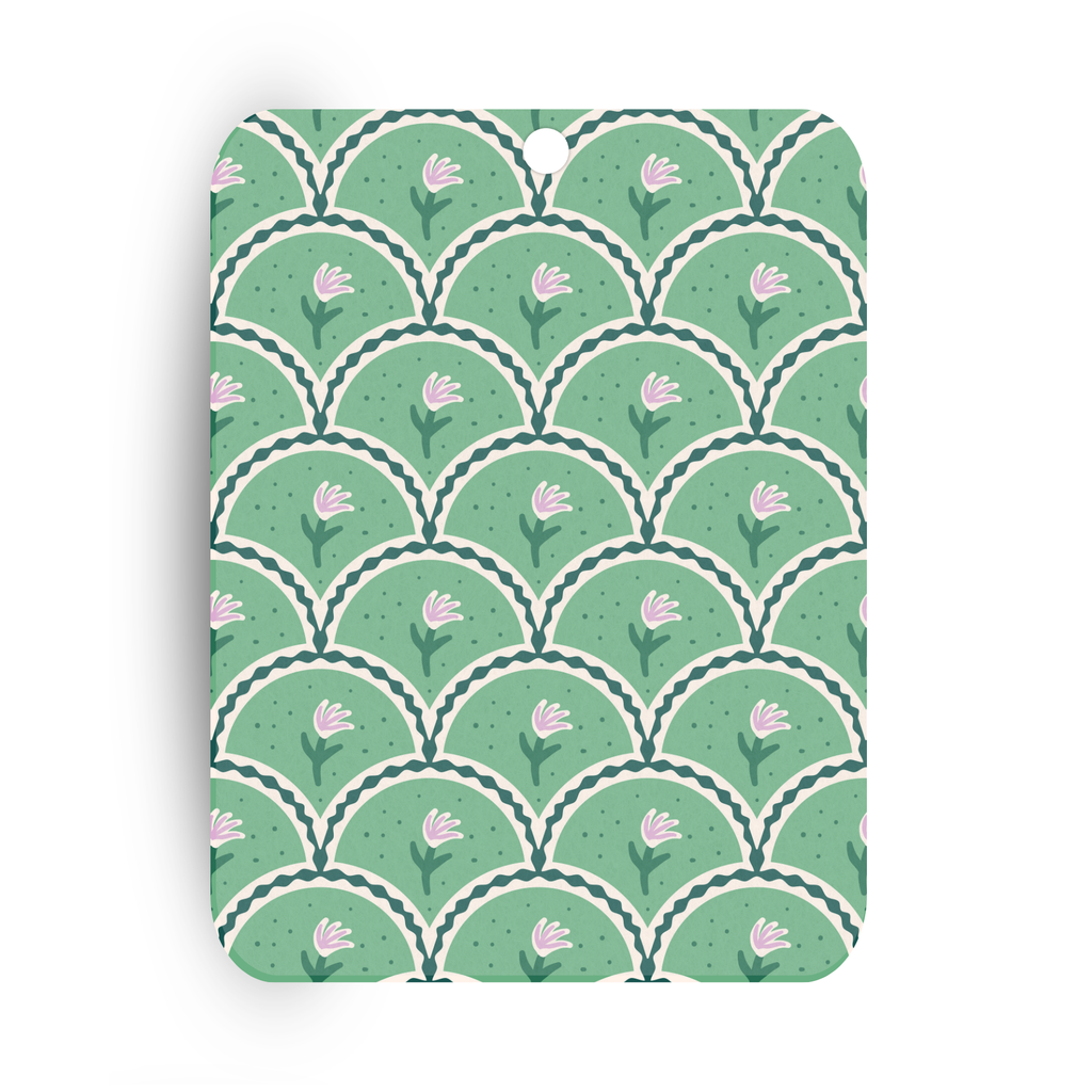 Green Vintage Floral Checkered Car Freshie
