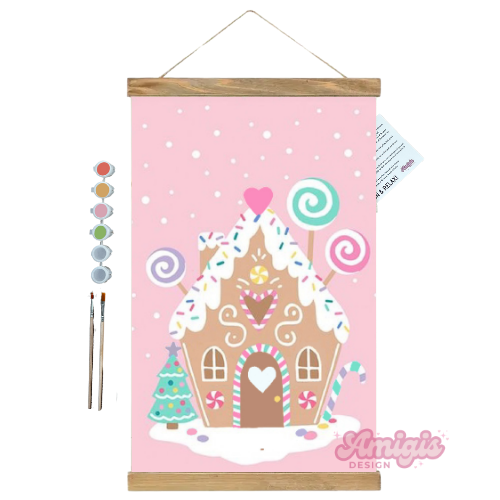 Pink Gingerbread House Paint by Number Kit