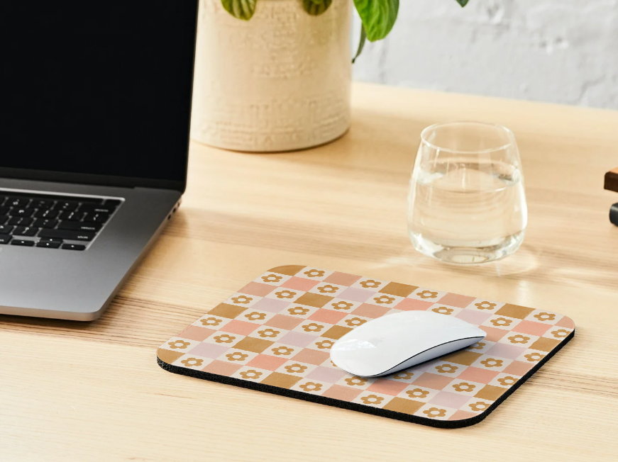 Checkered Floral Mousepad