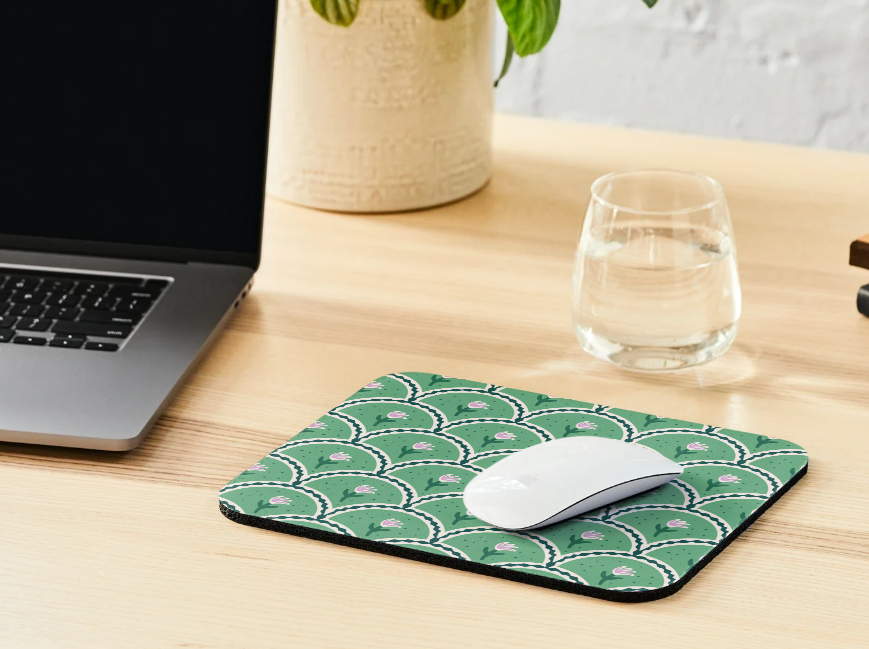 Green Vintage Floral Mousepad