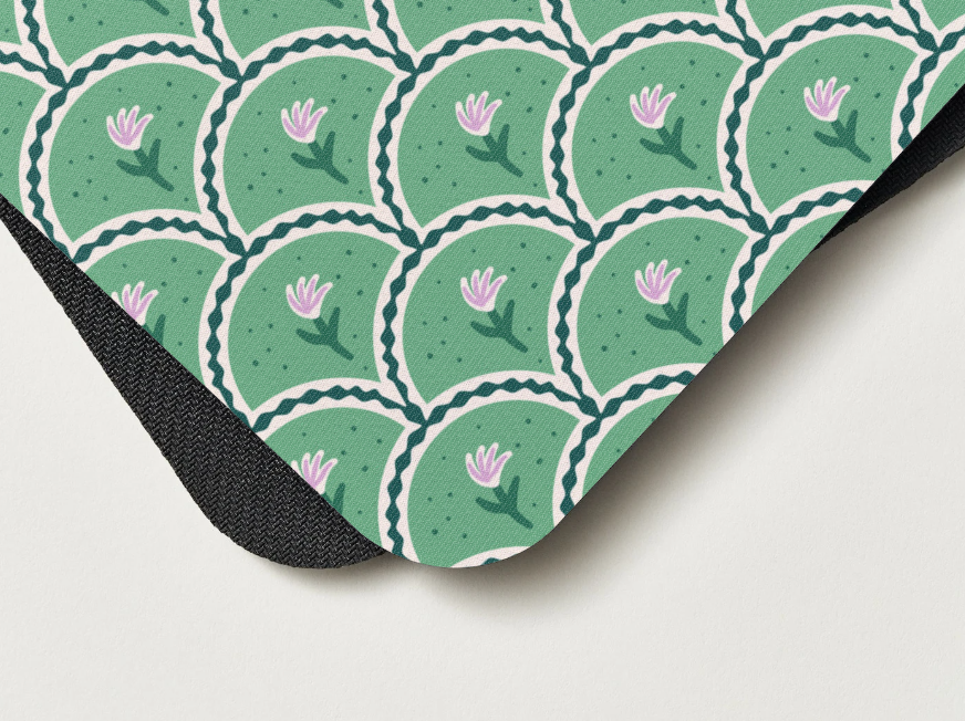 Green Vintage Floral Mousepad