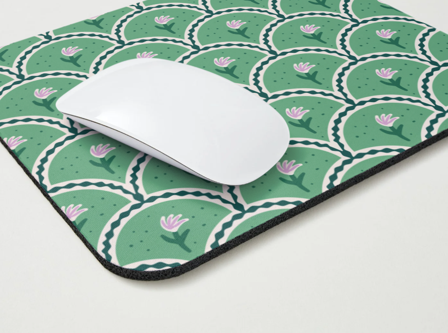 Green Vintage Floral Mousepad