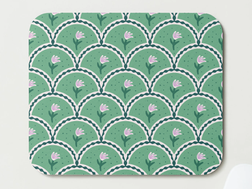 Green Vintage Floral Mousepad